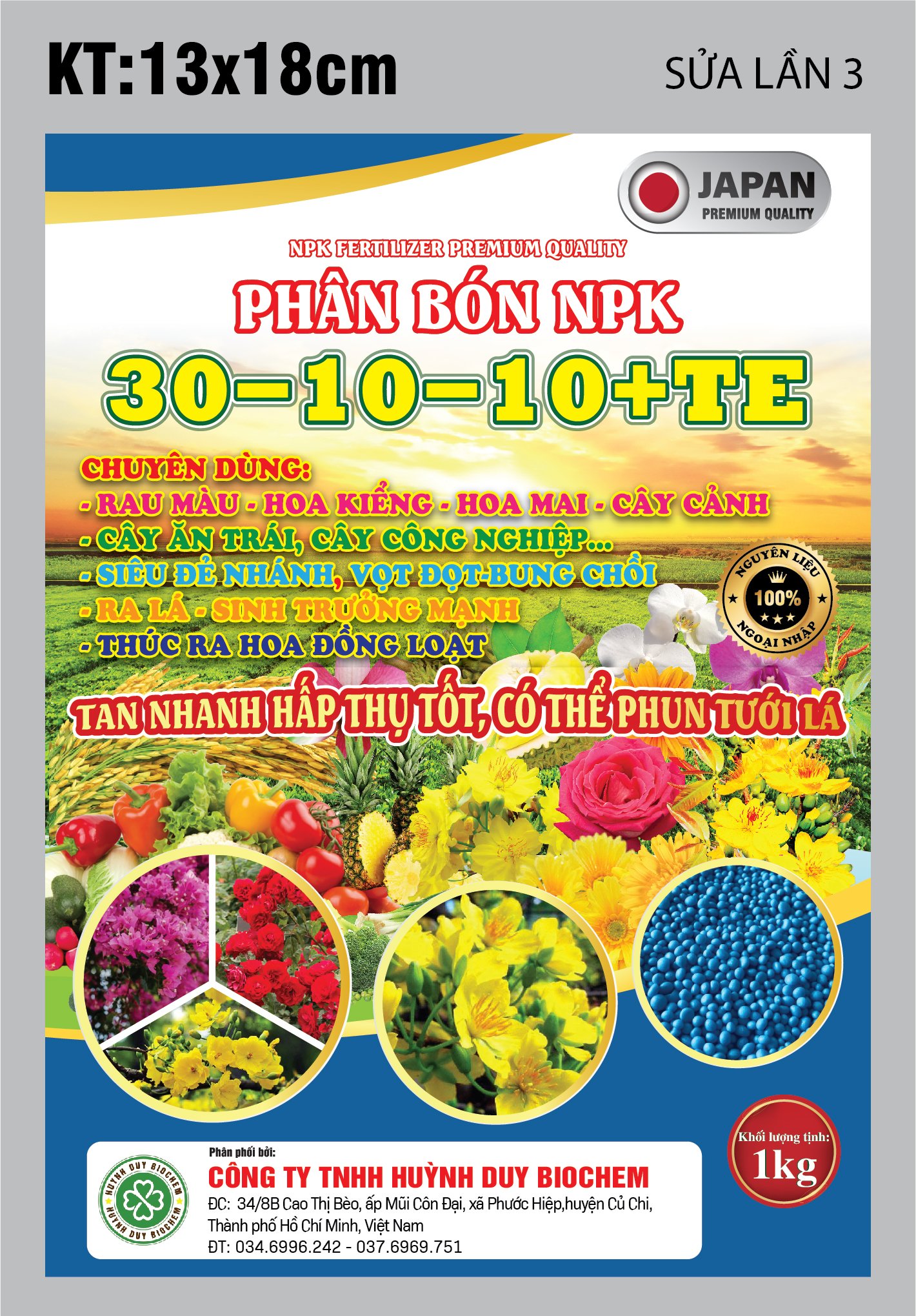 Phân bón NPK 30-10-10+TE1