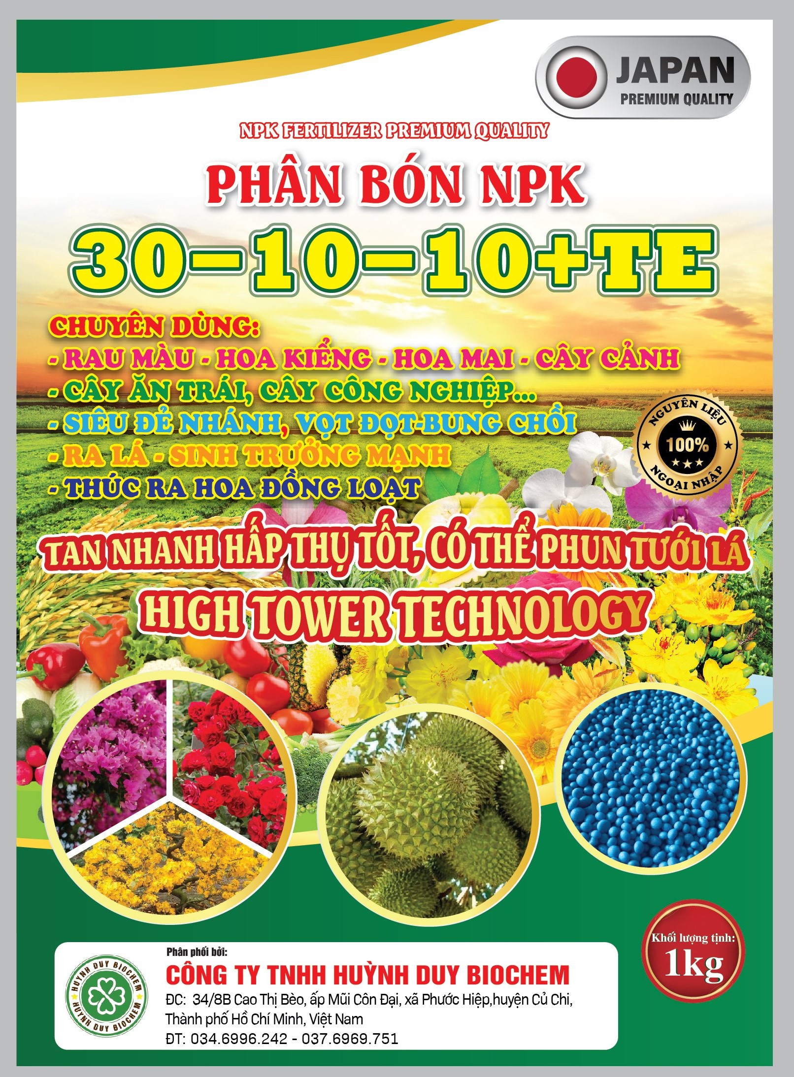 Phân bón NPK 30-10-10+TE6