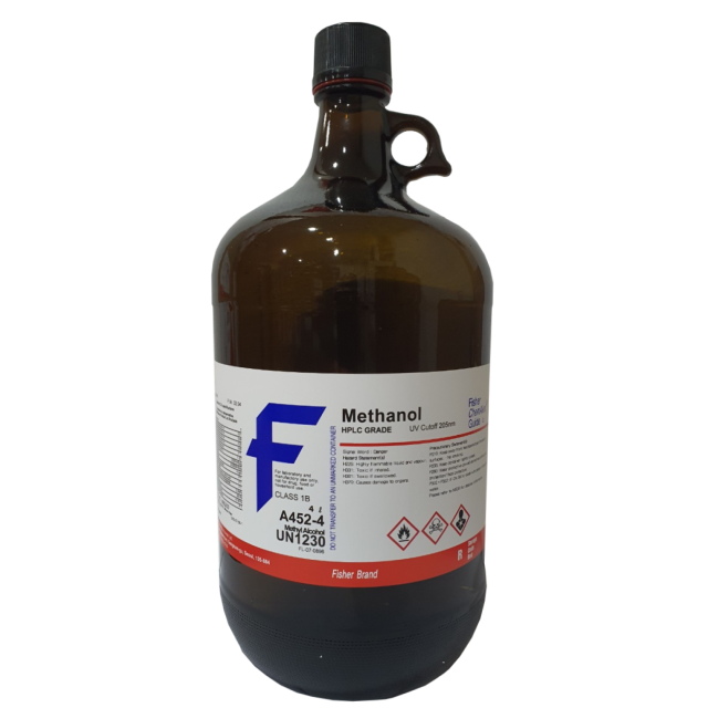 Methanol ACS/HPLC (Dung môi pha động) Chai 4L – Hãng Fisher0